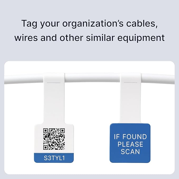 Cable Labels for Thick Cables - 100 Pack Heavy Duty Wrap-Around QR Code Stickers - Asset Tags for IT Cable Management