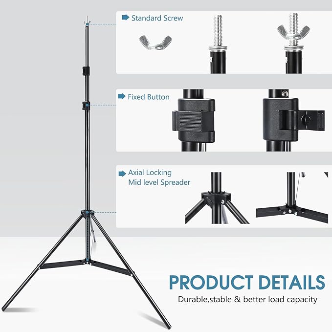 Photo Video Studio 10x7Ft (WxH) Adjustable Background Stand Backdrop Support System Kit with Carry Bag