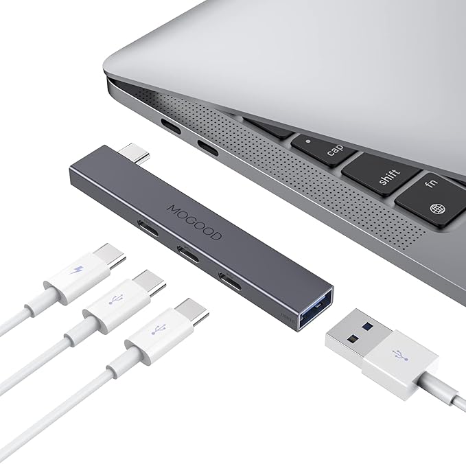 MOGOOD USB C Hub USB C Splitter for Laptop(Monitor NOT Supported),Type C Multiport Adapter with 60W Power Delivery for MacBook Quest3(Would't Charging Over 60W)