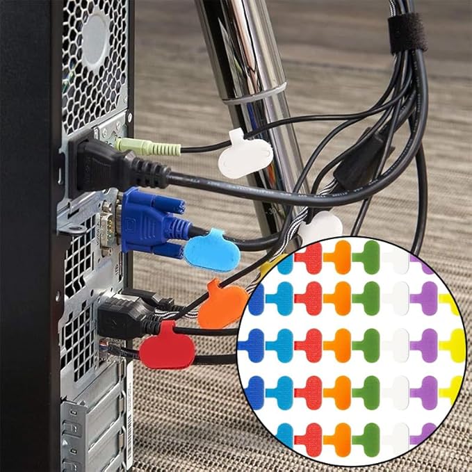 40Pcs Multi Color Cable Labels Tags, Waterproof Writable Cord Labels with Self-Adhesive for Electronics, Computer & Industrial Cable Management(2.4" x 1.5")