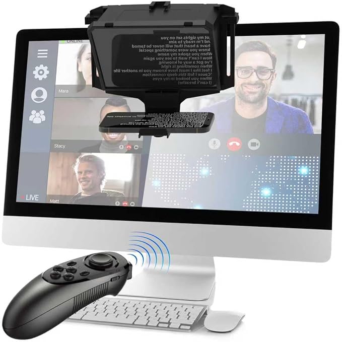 8-Inch Mobile Teleprompter, 3-in-1 Handheld/Desktop/Monitor Modes, HD 70/30 Optical Beam Splitter, Remote Control Support, Compatible with iOS & Android Tablets