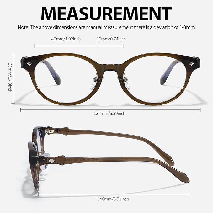 IGnaef Blue Light Blocking Glasses for Women, Oval Frame Bluelight Glasses for Gaming/Computer/Screen BL6216