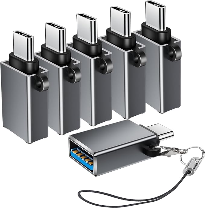 USB C to USB Adapter 6 Pack,Type C to USB Adapter,USBC Male USBA Female OTG Adaptor,USBC Adapters for iPhone 17 16 15,MacBook Pro Air,iPad Pro,Galaxy S25 S24 S23 S22
