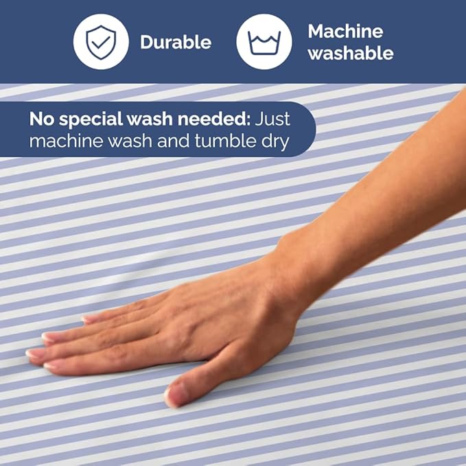 Sky Blue and White Striped Sheets - 1 Flat & 1 Fitted Sheet & 1 Pillowcase w/ Deep Pockets - Comfy, Wrinkle & Fade Resistant - Soft, Breathable & Cooling - Pinstripe Patterned Bedding - Twin Size
