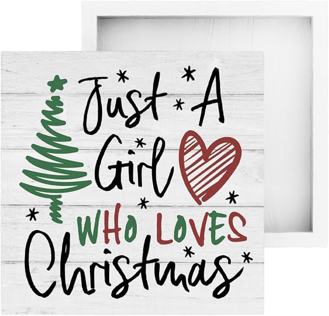 Christmas Decor for Home Just a Girl Who Love Christmas Decor for home Office Merry Xmas Decorations Table 5 x 5 Inches