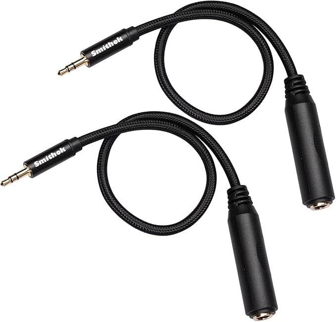 Smithok 2 Pack 3.5mm to 1/4 inch Female Headphone Adapter, Quarter 1/4 inch 6.35mm Stereo Female Jack to 1/8 inch 3.5mm Male Audio Adapter for Headphone, Amplifiers, Guitar, Amp etc.- 12inch/30cm