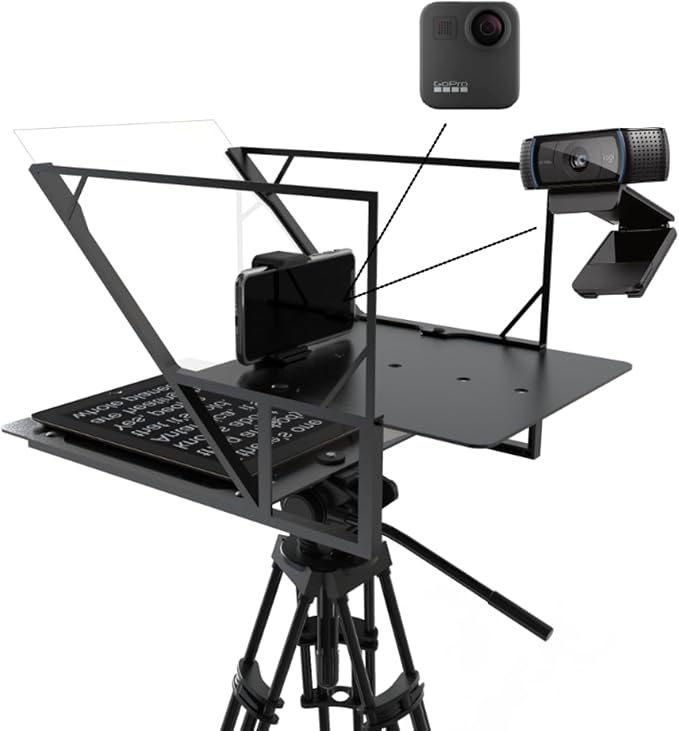 Teleprompter 5.0 12" Compatible with iPad, Tablet, Smartphone and DSLR Camera, Remote or App Control, Compatible with Android and iOS, Ideal for Video Recording, Aluminum Alloy