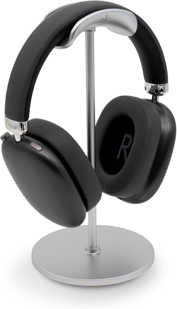 ak anklas Headphone Stand for Desk – Premium & Minimalist Headset Holder with Round or Oval Base for Gaming, Office & Home (Silver, Standard)