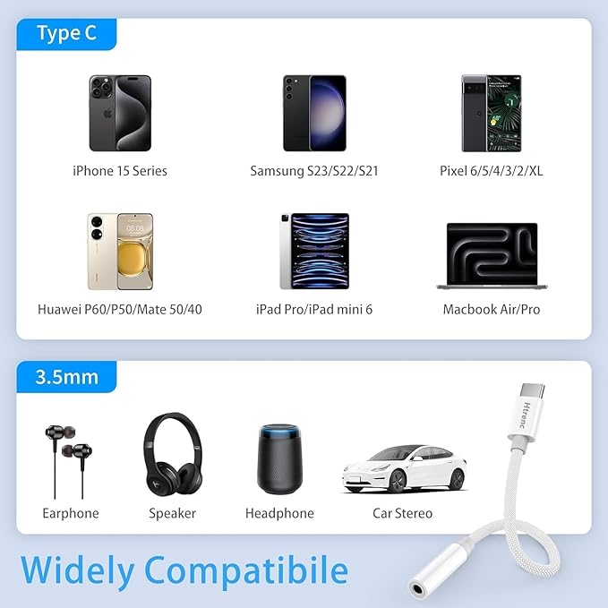 USB C to 3.5mm Headphone Jack Adapter for iPhone17/ iPhone 16/16 Pro/15/15 Pro/Pro Max/Plus, Type C Aux Audio Dongle Cable Cord Compatible with iPad, Samsung Galaxy S23/S23/S22/S21, MacBook（200 Pack）