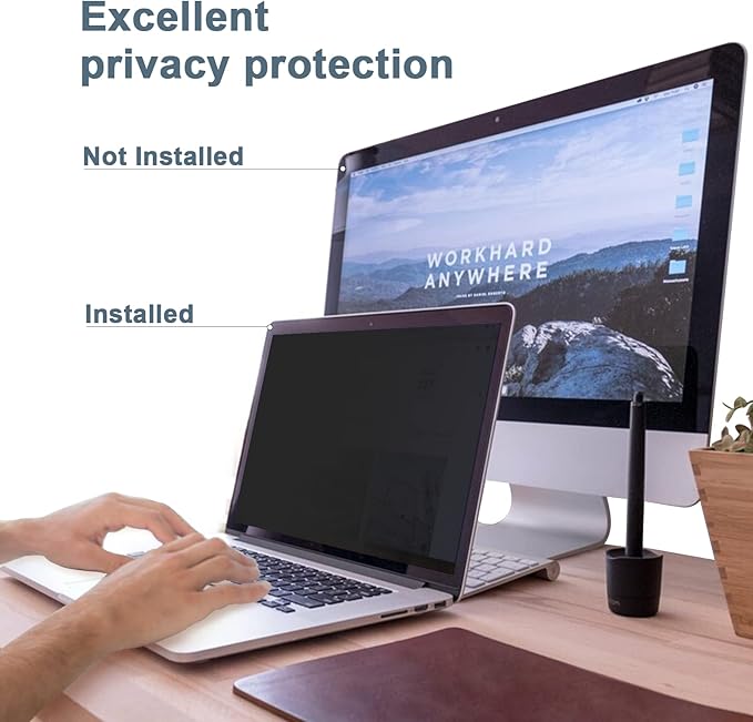 IPROKKO Laptop Privacy Screen 15.6 Inch for Hp/Dell/Asus/Acer/Samsung/Lenovo/HUAWEI, Removable 16:9 Aspect Privacy Filter, Anti Glare Blue Light Laptop 15 in Black Spy Security Shield
