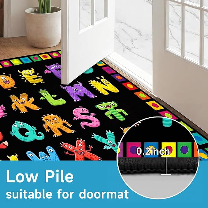 Alphabet Monster Area Rug for Kids 4'x6' Colorful ABC Learning Carpet Non Slip Educational Play Mat for Nursery Bedroom Playroom Classroom Living Room Home Decor