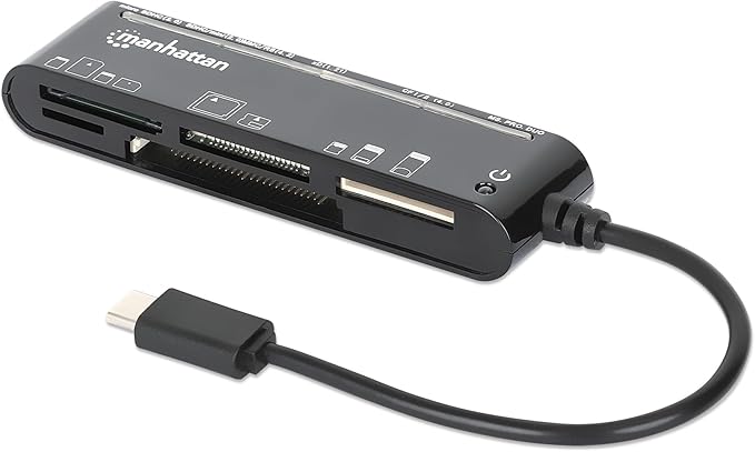 Manhattan 5 in 1 USB C Multi Card Reader Writer – microSD, SD, MS, xD, and CF, 480 Mbps Data Transfer Speed – Multiple Adapter Hub - Compatible with Windows & Mac – 3 Yr Mfg Warranty - 102681