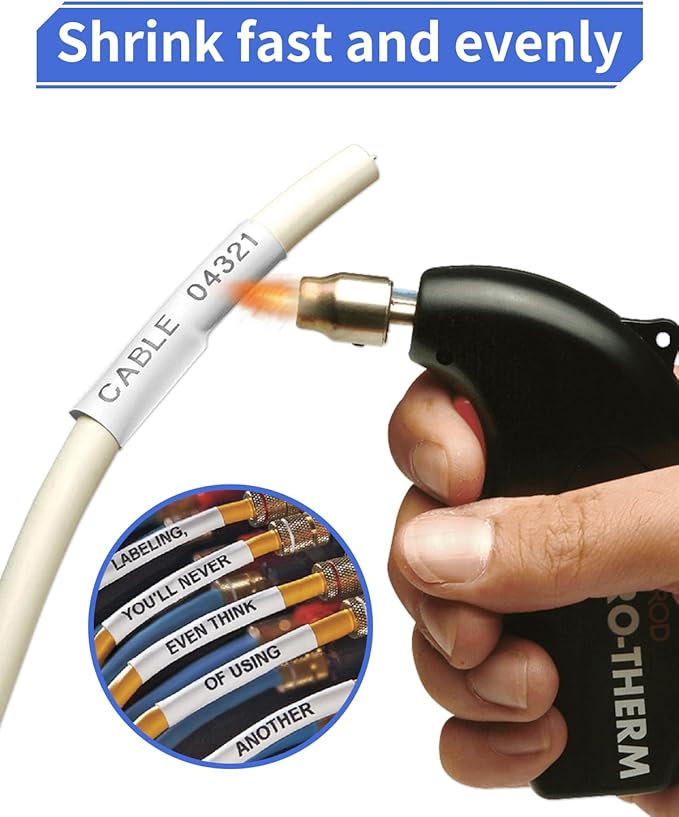 Replacement for DYMO Rhino 1805443 a1805443 1" 24mm Heat Shrink Tube Compatible with DYMO Rhino Industrial Label Maker 6000 6500, Heat Shrink Cable Label Black on White,4-Pack