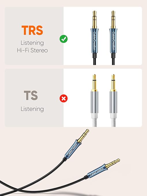 CableCreation 3.5mm Aux Cord 6FT/1.8m, 3.5mm Audio Cable Male to Male, Hi-Fi, 1/8 inch Braided Auxiliary Stereo Jack Cable for Headphone, Car Stereos, Phone, Speaker, Laptops, iPad, Bule