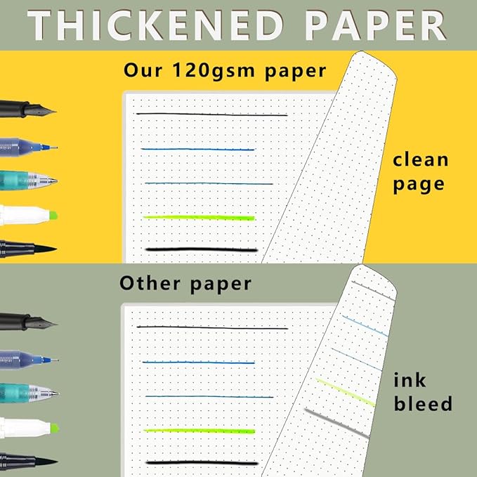 WRENBEN A4 Large Bullet Dotted Spiral Notebooks 8.5" x 11" with 120GSM Thick Paper, Elastic Band and Transparent Cover - 3 Pack Dot Grid Math Notepads for Journaling, Planning (Dotted, A4)