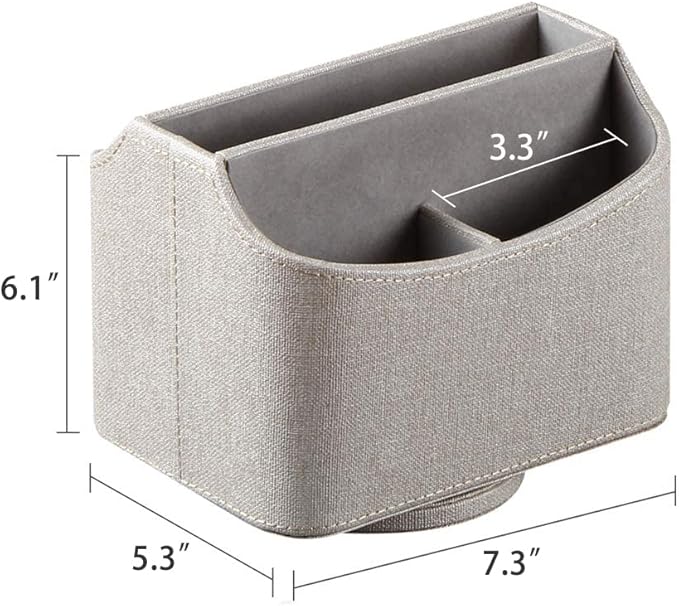 Arniche PU Leather Remote Control Holder,360 Degree Spinning Desk TV Remote Caddy,Desk Organizers and Accessories,for Controller,Media,Mail,Calculator,Mobile Phone,Pen Storage Holder(Beige)