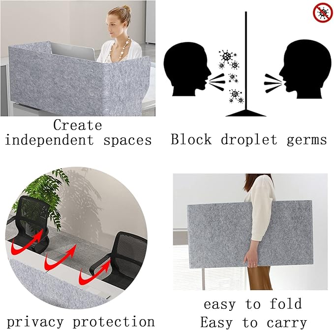 Acoustic Desk Divider Portable Soundproof Partition Panels 2 Pack Foldable Privacy Screens for Desks Ideal Office Classroom Customizable Workspace Solution