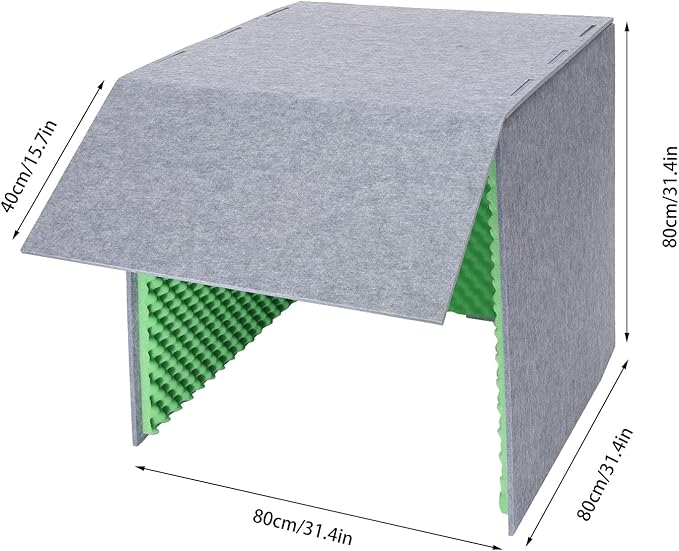 Desktop Soundproof Cover, Portable Vocal Recording Booth Isolation Booth Small Music Recording Studio Vocal Sound Absorbing Shield Sound Proof Foam Panels for Offices,Home,Recording Studios (Green)