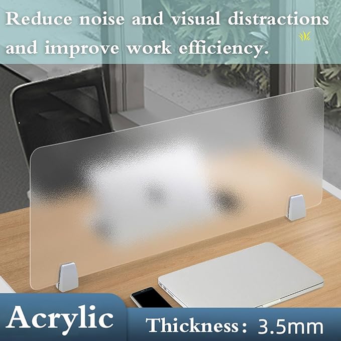 Desk Divider Panel, Acoustic Acrylic Separator for Privacy, Noise Reduction, Visual Distraction Panel School & Office - Enhance Focus Productivity
