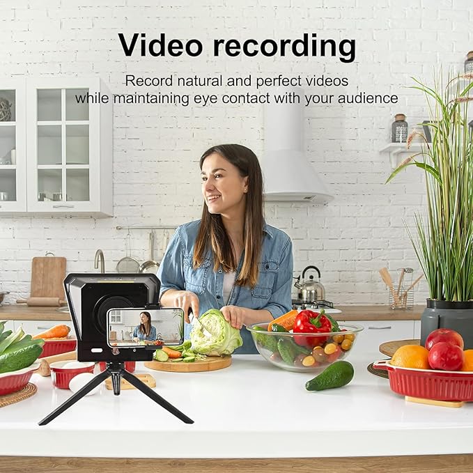 GVM Teleprompter Portable for iPad, Tablet, Smartphone & DSLR Cameras, Teleprompter Kit with Remote Control & Flexible Holder, teleprompter for Smartphone APP Compatible with iOS/Android