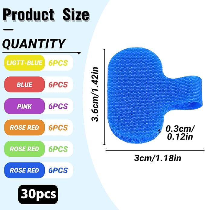 Multi-Color Nylon Cable Labels Tags, 30 PCS Reusable Cord Labels for Electronics Writable Electronic Cable Identification Tags, Self-Adhesive Oval Tag Wire Label Wire Markers for Organization