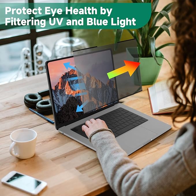 IRUYO FL Nano-Suction Laptop Privacy Screen 15.6 Inch 16:9, Removable Screen Privacy Shield for Laptop, Anti Glare, Anti Bule Light, Screen Protector for Lenovo HP Dell Acer Asus Thinkpad