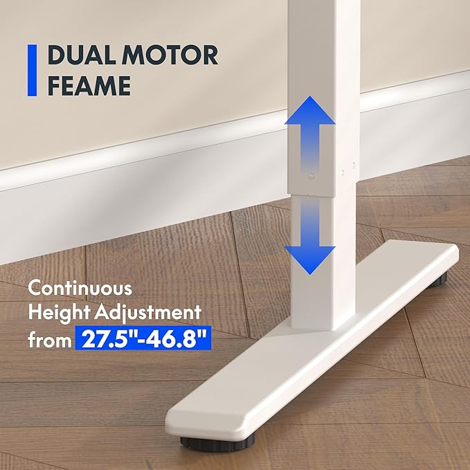FLEXISPOT E3 Dual Motor Electric Standing Desk 55 x 28 Sit Stand Up Desk, Holds 220 lbs, Adjustable Height w/Memory Presets, One-Piece Brown Wood Grain Desktop & White Frame, Ships in 2 Boxes