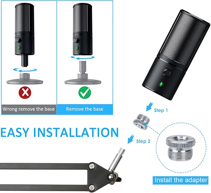 Razer Seiren X Boom Arm with Pop Filter - Mic Stand with Foam Cover Windscreen for Razer Seiren X Streaming Microphone by YOUSHARES