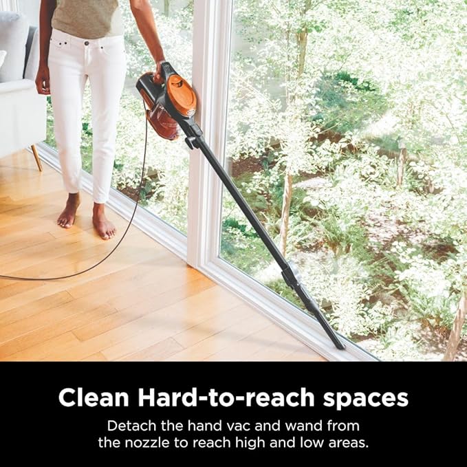 Shark Rocket Ultra-Light Corded Bagless Vacuum for Carpet and Hard Floor Cleaning with Swivel Steering (HV301), Gray/Orange