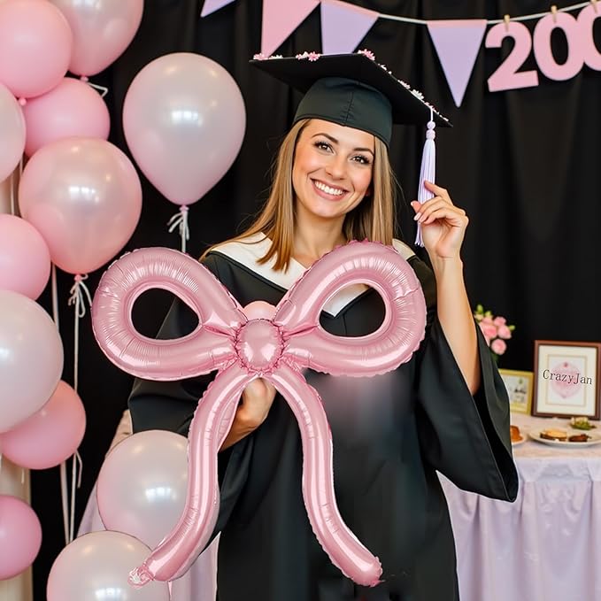 4 Pcs Pink Bow Balloons Bow Birthday Decorations for Girls Women Bow Theme Birthday Party Decorations for Bridal Shower Baby Shower Engagement Bachelorette Party Decorations 26 x 24 Inch