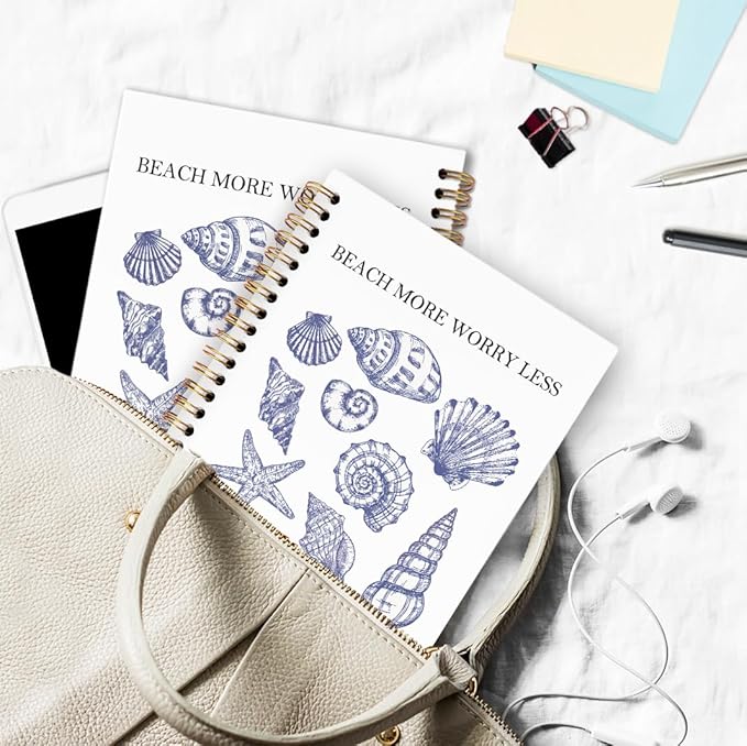 dvhdajed Coastal Seashell Inspirational Spiral Notebook, Ocean Beachy Journaling Notebooks, Coastal Ocean Spiral Journal for Girls Women, Beach Seashell Office School Supplies Gifts, 5.5x8.3 In