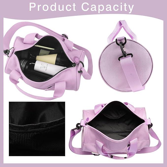 Personalized Dance Ballet Bag for Girls Small Travel Duffle Sport Gym Bag for Kids Weekender Overnight Bags Customized Birthday Gifts for Girls Dancer Students White