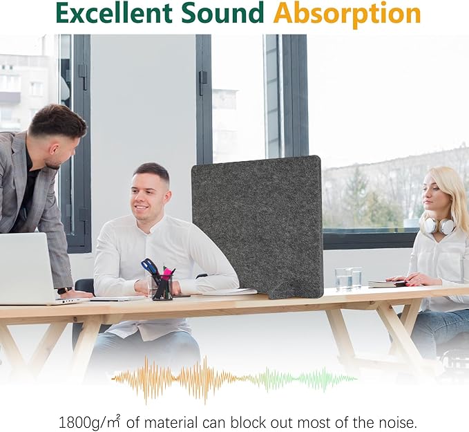 DOLLAR BOSS 4PCS Acoustic Desk Dividers 24" x 20", Soundproof Freestanding Privacy Panels for Table, Noise Reducing Desktop Partition for Office, Home, Classroom, Study Area with 20 Pushpins, Grey