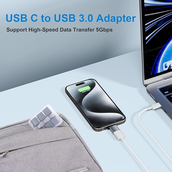 USB to USB C Adapter 10 Pack,USBC to USB Adapter,USB-A to USB-C Adaptor,TypeC USBA Male Female Converter for iPhone 16 15,MacBook,PS5,Phones,Charger,Grey