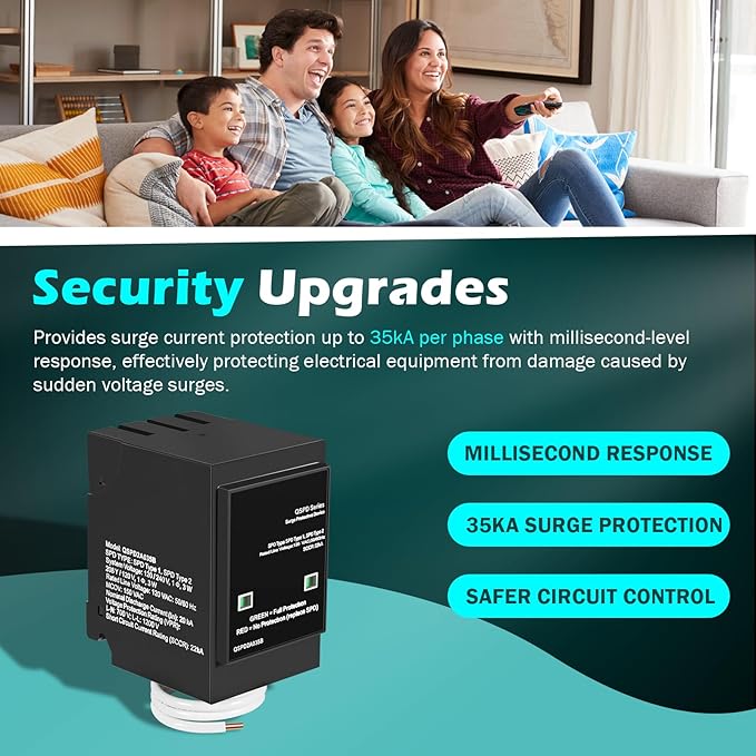 Replacement for Siemens QSPD2A035B 1-Phase 3-Wire Surge Protection Device, 120/240 VAC, 35 kA SCCR, 2 Poles