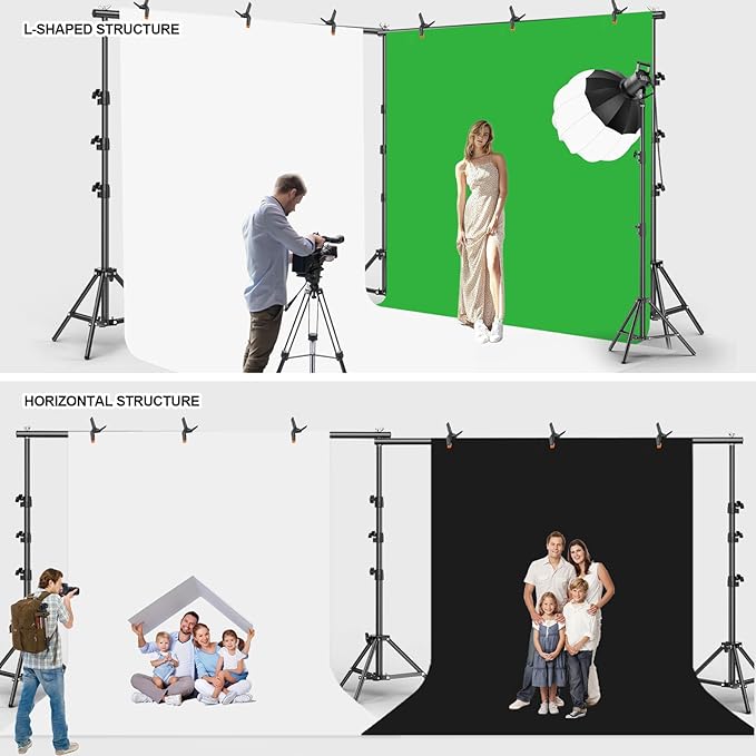 10x20FT Backdrop Support Stand for Photography，Adjustable Width & Length Backdrop Stand Background Support System Kit for Photo Video Studio Shooting, Party, Outdoor, Wedding