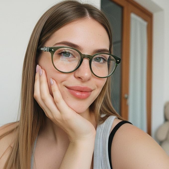IGnaef Blue Light Blocking Glasses for Women, Oval Frame Bluelight Glasses for Gaming/Computer/Screen BL6216
