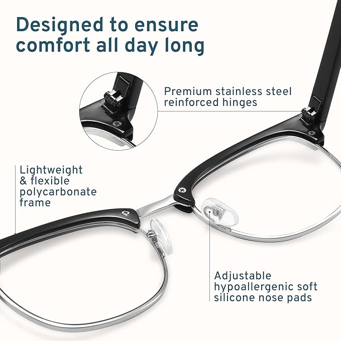 racico Computer Blue Light Blocking Glasses Blue Light Glasses Men Women, Anti Blu-Ray Gaming Glasses Lenses
