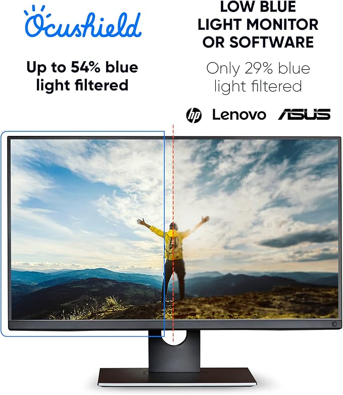Ocushield 23.6” Premium Anti Blue Light Screen Protector with Privacy Filter for Laptops and Computer Monitors - Anti-Glare - Easy Install - Anti-Fatigue (522 x 294 mm)