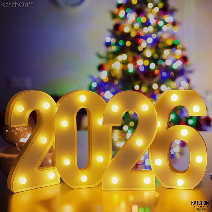 KatchOn, LED Light Up Numbers 2026-8.2 Inch, Light Up 2026 Sign | 2026 Number Light Up Sign for Happy Happy New Year Decorations 2026 | LED Happy New Year 2026 Sign
