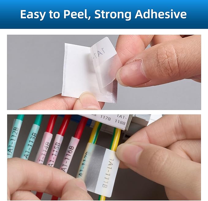 MakeID P31S&P31 Self-Laminating Wire Wrap for Electrical&Datacom Cable, Integrated PE Labels with Ribbon Cartridge for P31S&P31 Industrial Label Maker, Pre-Sized