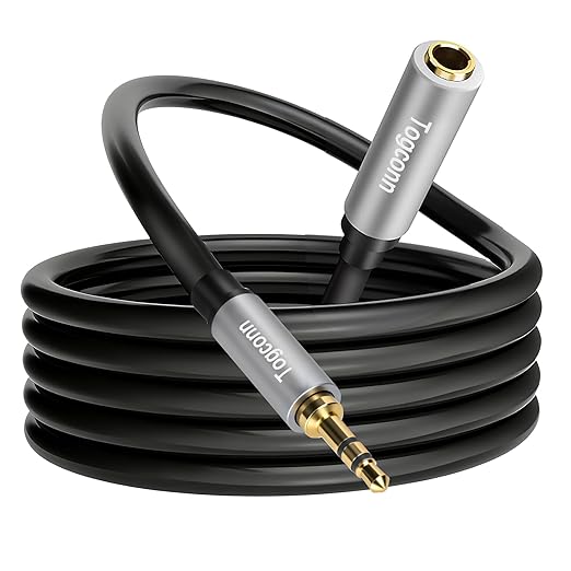 Togconn 3.5mm to 6.35mm Stereo Audio Cable Adapter 6 Feet, 3.5mm 1/8 Inch TRS Male to 6.35mm 1/4 Inch Female Stereo Audio Converter Connector for Phone, Laptop, Headphone, Amplifier, Guitar, Speaker