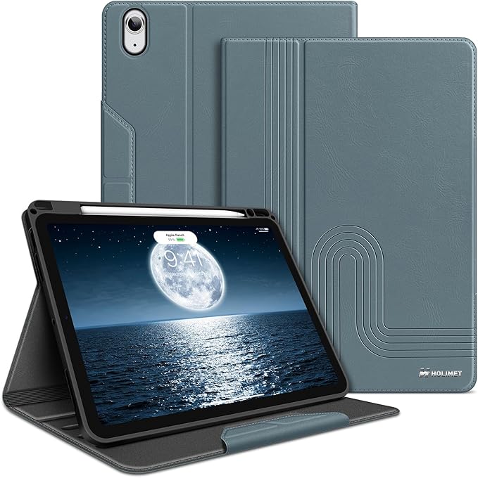 H HOLIMET Case for iPad Air 11 inch M3/M2 (2025/2024)/iPad Air 5th Generation 2022/iPad Air 4th Generation 2020 10.9" with Pencil Holder Soft Back Shockproof Protective Cover Vegan Leather