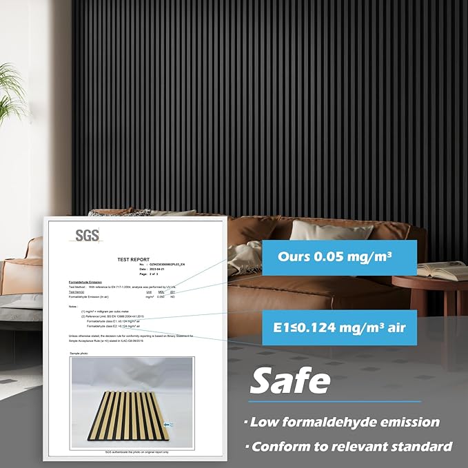 Art3d 2-Pack 48" x 24" Acoustic Wood Panels for Wall, Soundproof Wood Slat Panel for Wall and Ceiling, 3D Fluted Sound Absorbing Paneling for Interior Wall Decor, Living Room, Bedroom - Blackwood