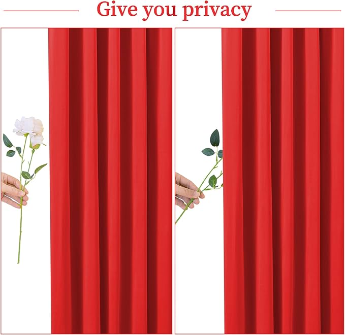 Red Backdrop Curtain for Parties Wedding Wrinkle Free Red Photo Curtains Backdrop Drapes Fabric Decoration for Birthday Party Baby Shower Christmas 5ft x 8ft,2 Panels