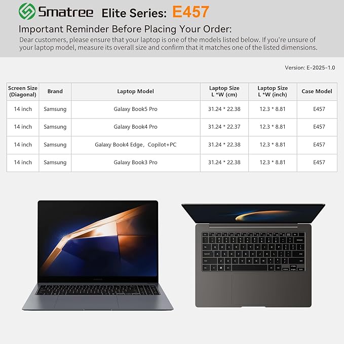 Smatree Laptop Sleeve for 14 inch Samsung Galaxy Book5/4/3 Pro, for 14 inch Samsung Galaxy Book4 Edge Copilot+PC, Case with Accessory Pocket, YKK Zipper, Patented Shockproof Design, Green (E457G)