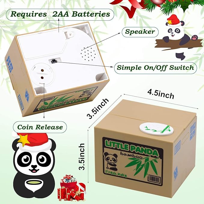 Panda Stealing Money Bank, Mischief Panda Coin Bank, Cute Piggy Bank for Kids, Automatic Money Saving Piggy Bank for Boys, Girls,Great Gift for Children(Panda Version)