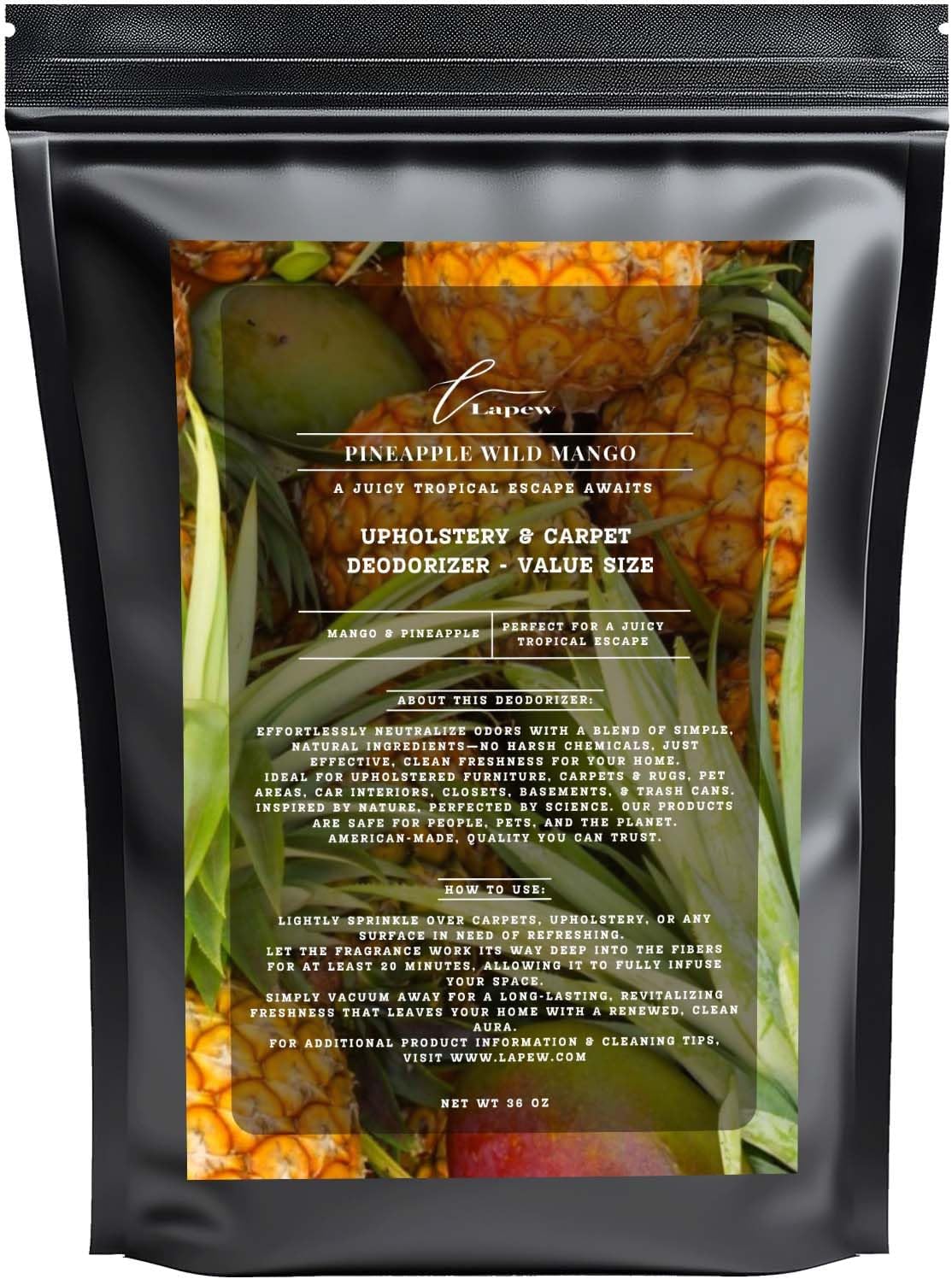 Pineapple Wild Mango Carpet Freshener Powder Refill 36 oz | Powerful Odor Eliminator for Home | Upholstery Deodorizer | Carpet Deodorizer | Pet Urine | Cat Litter Box