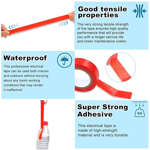 Romeda 9 Pack Coloured Electrical Tape, Electrical Tape Colours Water, Sun, and Oil Resistant, Suitable for Most Domestic, Commercial, and Industrial environments.