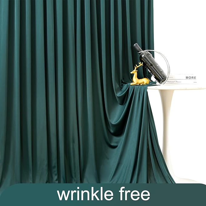 6 Panels Hunter Green Backdrop Curtain for Parties Wrinkle Free Dark Green Photo Curtains Backdrop Drapes Fabric Decoration for Baby Shower Birthday Party Photography 30ft(W) x 10ft(H)